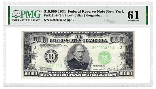GreatCollections Tarafından Sunulan PMG - Sertifikalı Büyük Küpürlü ABD Banknotları