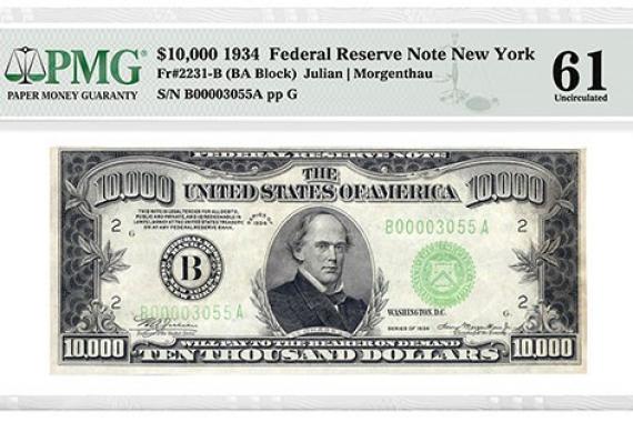 GreatCollections Tarafından Sunulan PMG - Sertifikalı Büyük Küpürlü ABD Banknotları